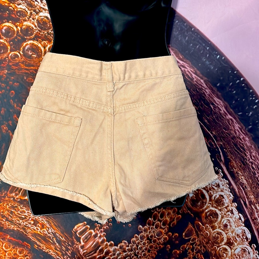 Forever 21 Tan Jean Shorts with Distressed Details - Picture 2 of 8